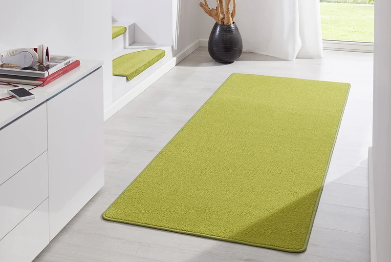 Hanse Home Indoor Rug Fancy - Living Room Rug Plain Modern Velour Rug for Dining Room, Living Room, Children's Room, Hallway, Bedroom, Kitchen - Green, 80 x 200 cm - Image 1