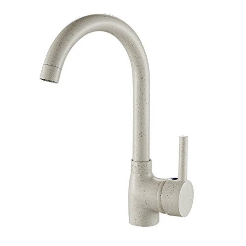 Funime Beige Kitchen Mixer Taps Single Lever Sink Taps Swivel Spout Brass