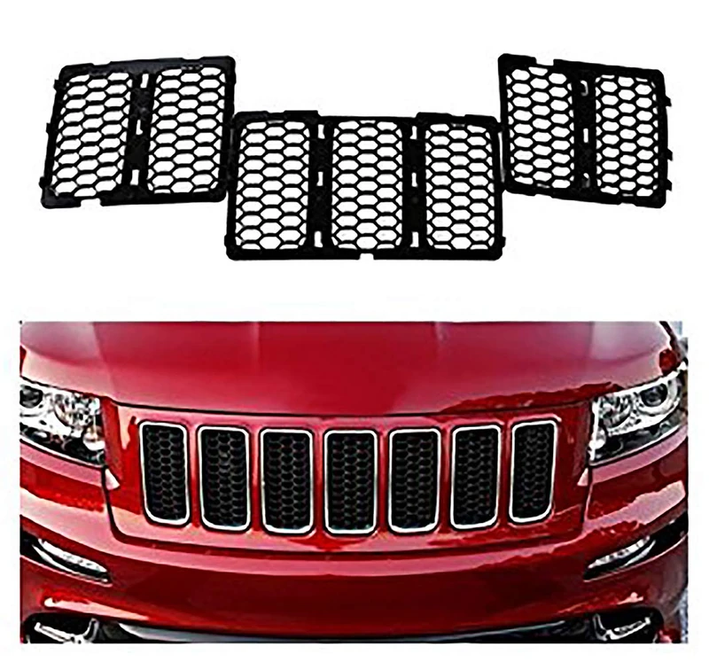 JeCar 2015 Latest Honeycomb Matte Mesh Front Grill Grille Inserts Cover Kit For 2014-2015 Jeep Grand Cherokee 7PC