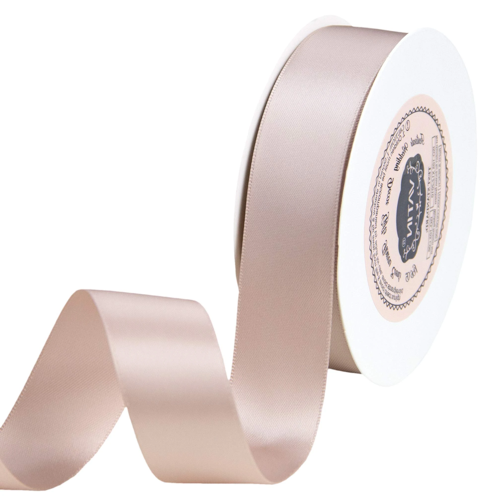 VATIN 25mm Double Faced Polyester Satin Ribbon Pink Sand - 23 Metre/Spool, Perfect for Wedding, Wreath, Baby Shower,Packing and Other Projects.