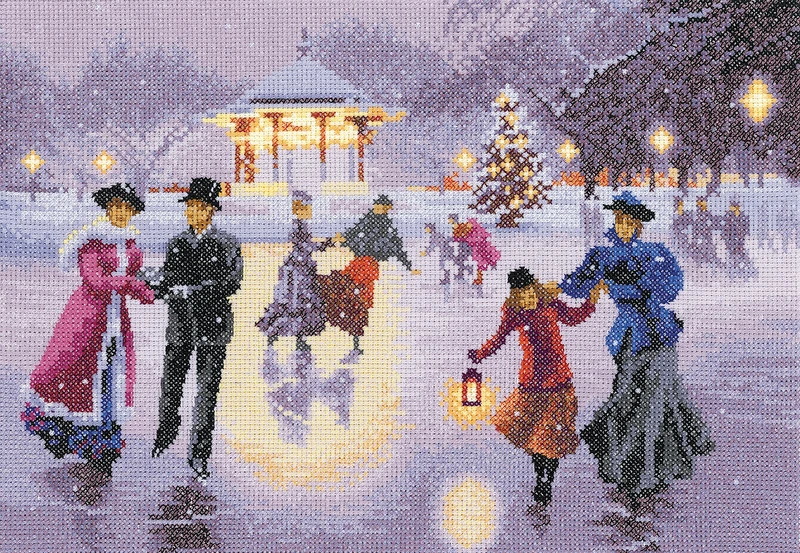 Heritage JCXS1418-A 31x22cm Aida Christmas Skater Counted Cross Stitch Kit