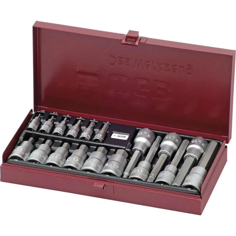 WESTFÄLISCHE GESENKSCHMIEDE 159291653 WGB Socket Spanner Set 3910 1/4 Inch and 1/2 Inch Hexagon Socket Set 18 Pieces
