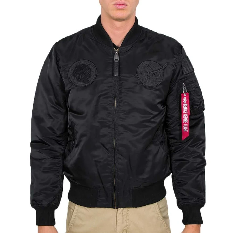 Alpha Industries MA-1 VF NASA Bomber Jacket for Men All Black