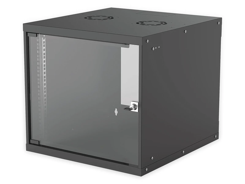 Intellinet Network Cabinet, Wall Mount (Basic), 9U, 560 mm Deep, Black, Flatpack, Max 50 kg, Glass Door, 19 Inch, Three Year Warranty - Image 1