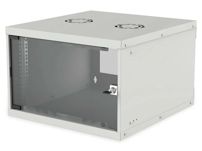 Intellinet Network Cabinet, Wall Mount (Basic), 6U, 400 mm Deep, Grey, Flatpack, Max 50 kg, Glass Door, 19 Inch, Three Year Warranty