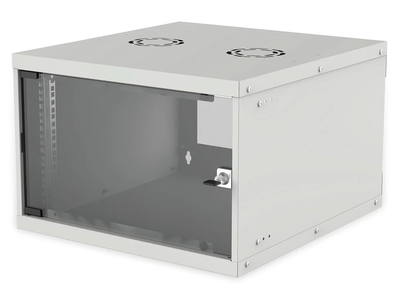Intellinet Network Cabinet, Wall Mount (Basic), 6U, 560 mm Deep, Grey, Flatpack, Max 50 kg, Glass Door, 19 Inch, Three Year Warranty