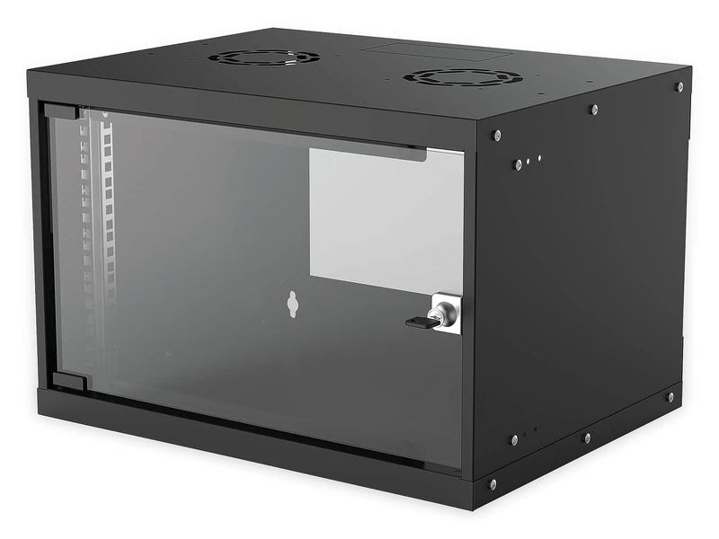 Intellinet Network Cabinet, Wall Mount (Basic), 6U, 400 mm Deep, Black, Flatpack, Max 50 kg, Glass Door, 19 Inch, Three Year Warranty