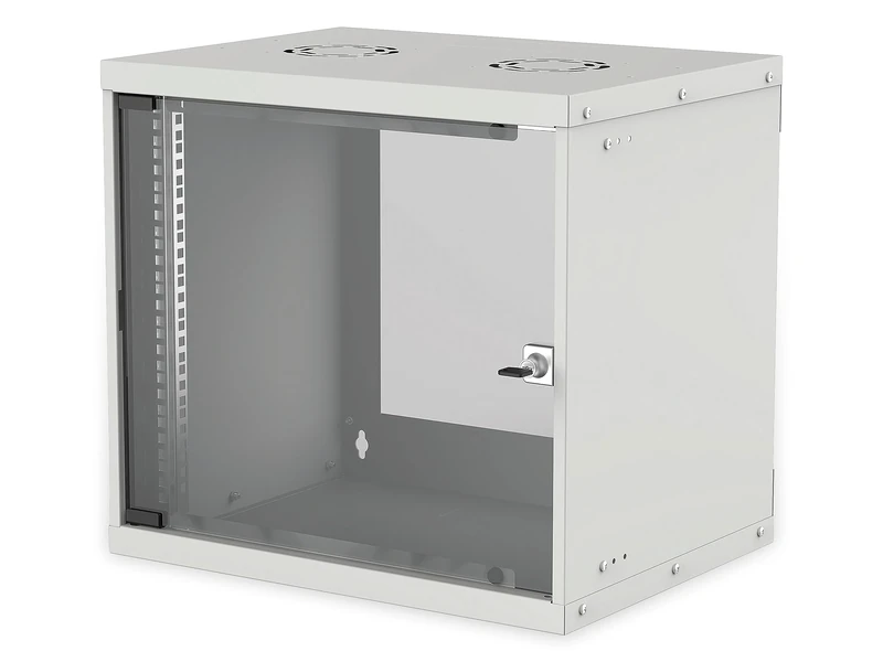 Intellinet Network Cabinet, Wall Mount (Basic), 9U, 400 mm Deep, Grey, Flatpack, Max 50 kg, Glass Door, 19 Inch, Three Year Warranty