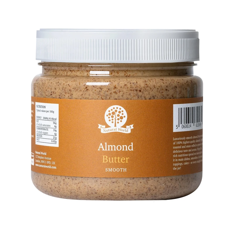 Nutural World - Smooth Almond Nut Butter (1kg) - 100% Pure - Single Ingredient