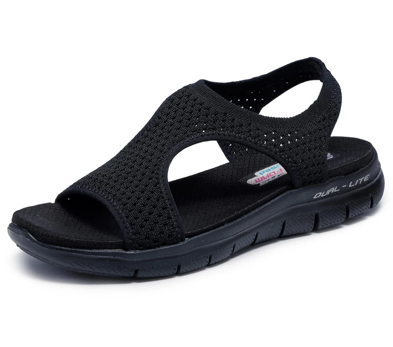 Skechers Flex Ap 2 DV Womens Sandals Flat Summer Shoes Black 2 (35)