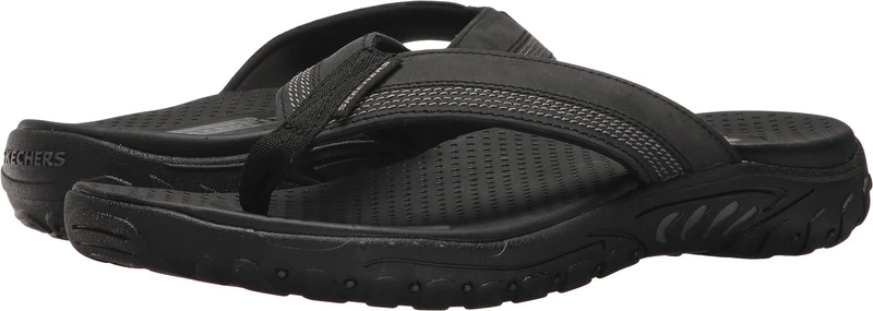 Skechers Men's Reggae Cobano Flip Flops, Black Black Blk, 13 UK