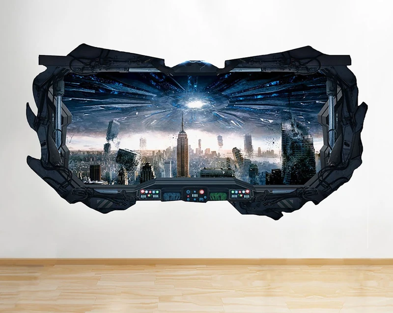 F522 Cool Futuristic Skyscapers War Window Wall Decal 3D Art Stickers Vinyl RoomKids Bedroom Baby Nursery Cool Livingroom Hall Boys Girls