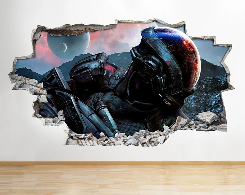 D796 Planets World Fantasy Battle Smashed Wall Decal 3D Art Stickers Vinyl RoomKids Bedroom Baby Nursery Cool Livingroom Hall Boys Girls