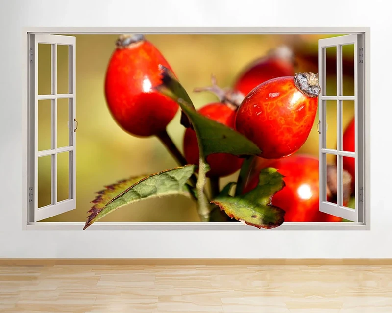D056 Berries Branch Nature Fruit Window Wall Decal 3D Art Stickers Vinyl RoomKids Bedroom Baby Nursery Cool Livingroom Hall Boys Girls