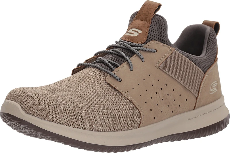 Skechers Men's Classic Fit-delson-camden Sneaker, Beige Taupe Mesh W Synthetic Tpe, 10.5 UK