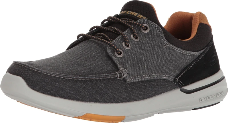 Skechers Men's Relaxed Fit-Elent-Mosen Boat Shoe, Black, 12 UK