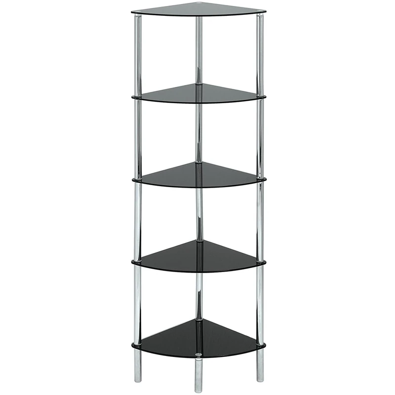 ASPECT Polo 5 Tier Corner Display Glass Unit-Black, Chrome, S - Image 1