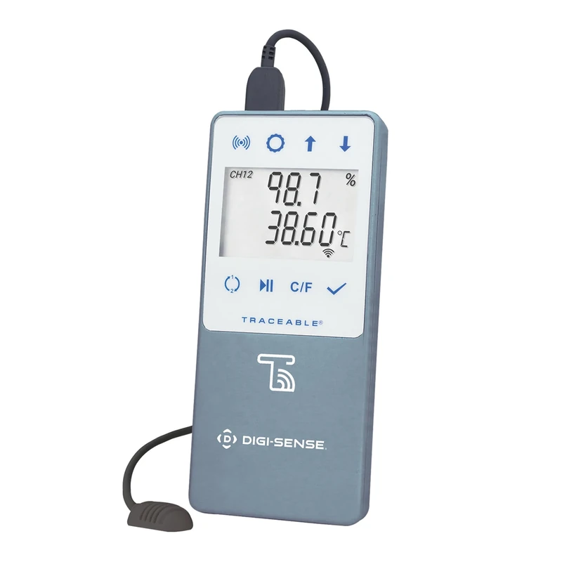 Digi-Sense AO-18000-30 Temperature Humidity Data Logger with Traceable LIVE Wireless Capability, 1 Probe with cable