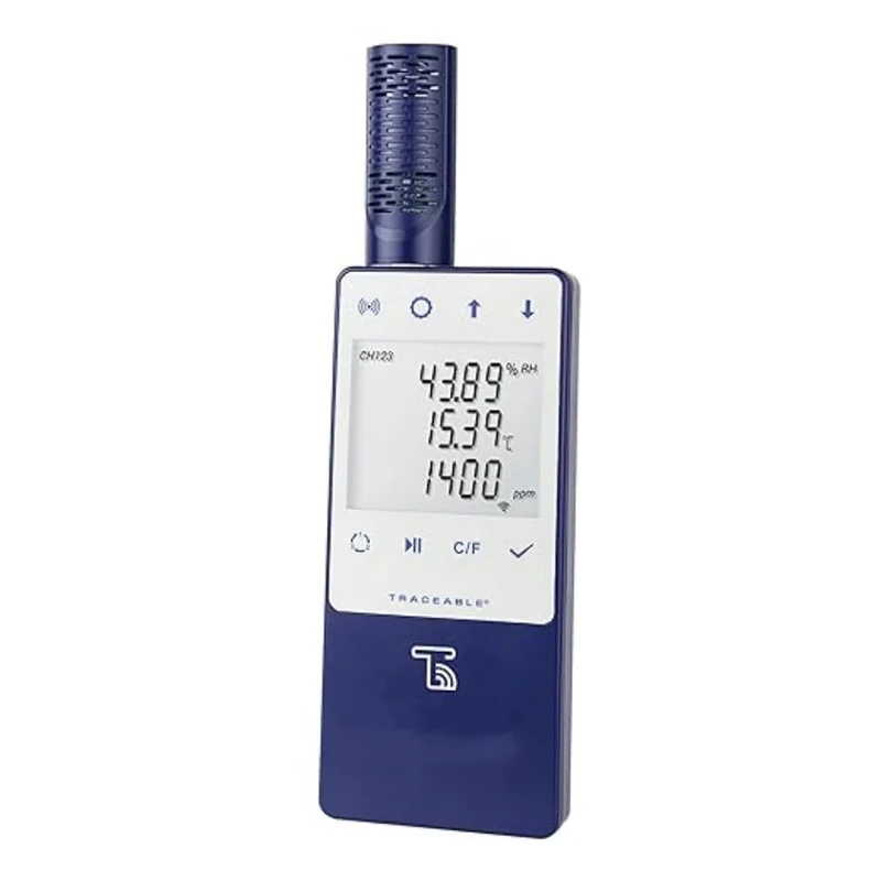 Cole-Parmer - Traceable Ambient CO2, Temperature and Humidity Wi-Fi Data Logger - Medical & Scientific - Compatible with TraceableLIVE Cloud Service - LCD Screen, 0°C to 50°C / 32°F to 122°F