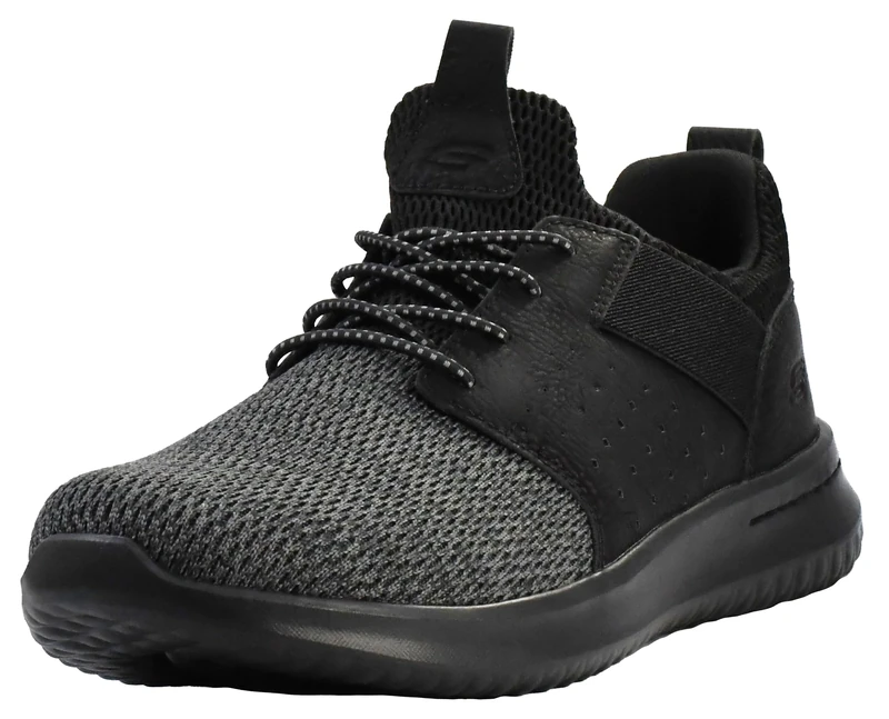 Skechers Men's Delson Camben Trainers, Black Mesh W Synthetic, 6.5 UK