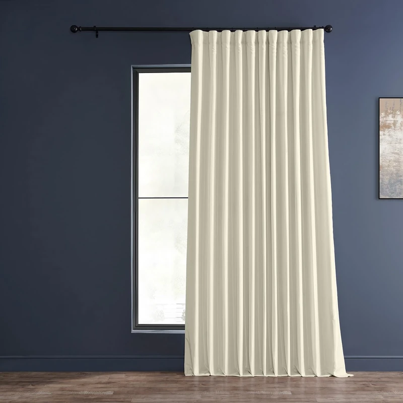 HPD Half Price Drapes PDCH-KBS2BO-96-DW Blackout Extra Wide Vintage Textured Faux Dupioni Curtain (1 Panel), 100 X 96, Off White