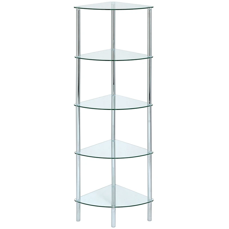 ASPECT Polo 5 Display Glass Unit-Clear, 5 Tier Corner-S - Silver/clear