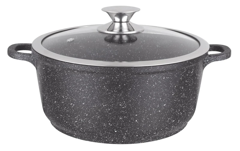 KAMBERG 32 cm Pot, Cast Aluminum, High Performance Stone Non-Stick Coating, Glass Lid, All Induction Cookers, PFOA Free