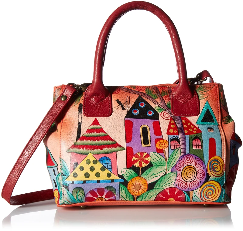 Anna by Anuschka Women’s Hand Painted Genuine Leather Small Convertible Tote - Village of Dreams