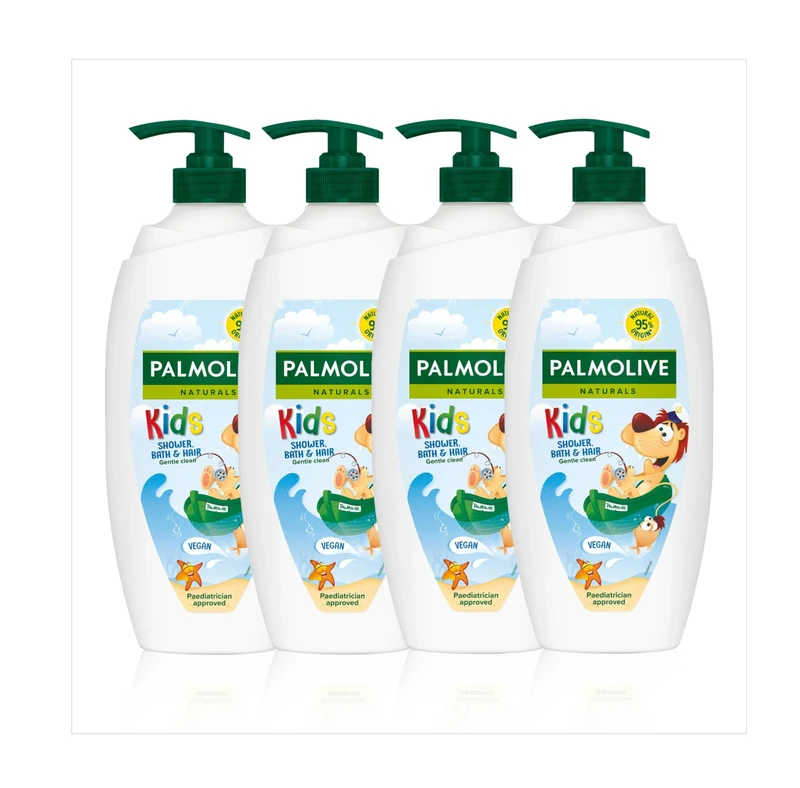 Palmolive Naturals Kids Shower Gel 4x750ml pump vitamin E body wash to nourish skin, leaves skin feeling soft, with plant-based almond milk, ingredients of 95% natural origin*