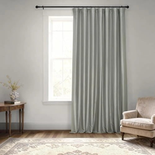 HPD Half Price Drapes Extra Wide Faux Silk Blackout Curtains 96 Inches Long for Bedroom & Living Room Vintage Textured Blackout Curtain (1 Panel), 100W x 96L, Silver
