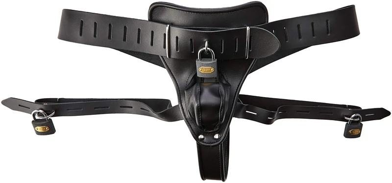 Zado Leather Chastity String, Black, Small/Medium