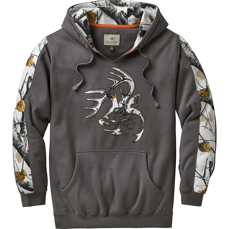 Legendary Whitetails Men's Standard Camo Outfitter Hoodie, Charcoal, X-Large