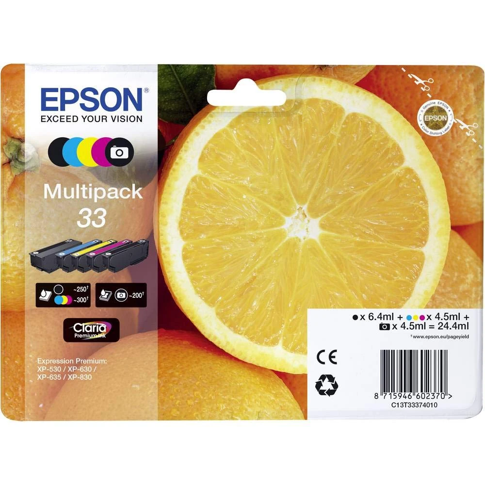Epson Inkjet Cartridges, Black/Yellow/Magenta/Cyan, Standard Capacity