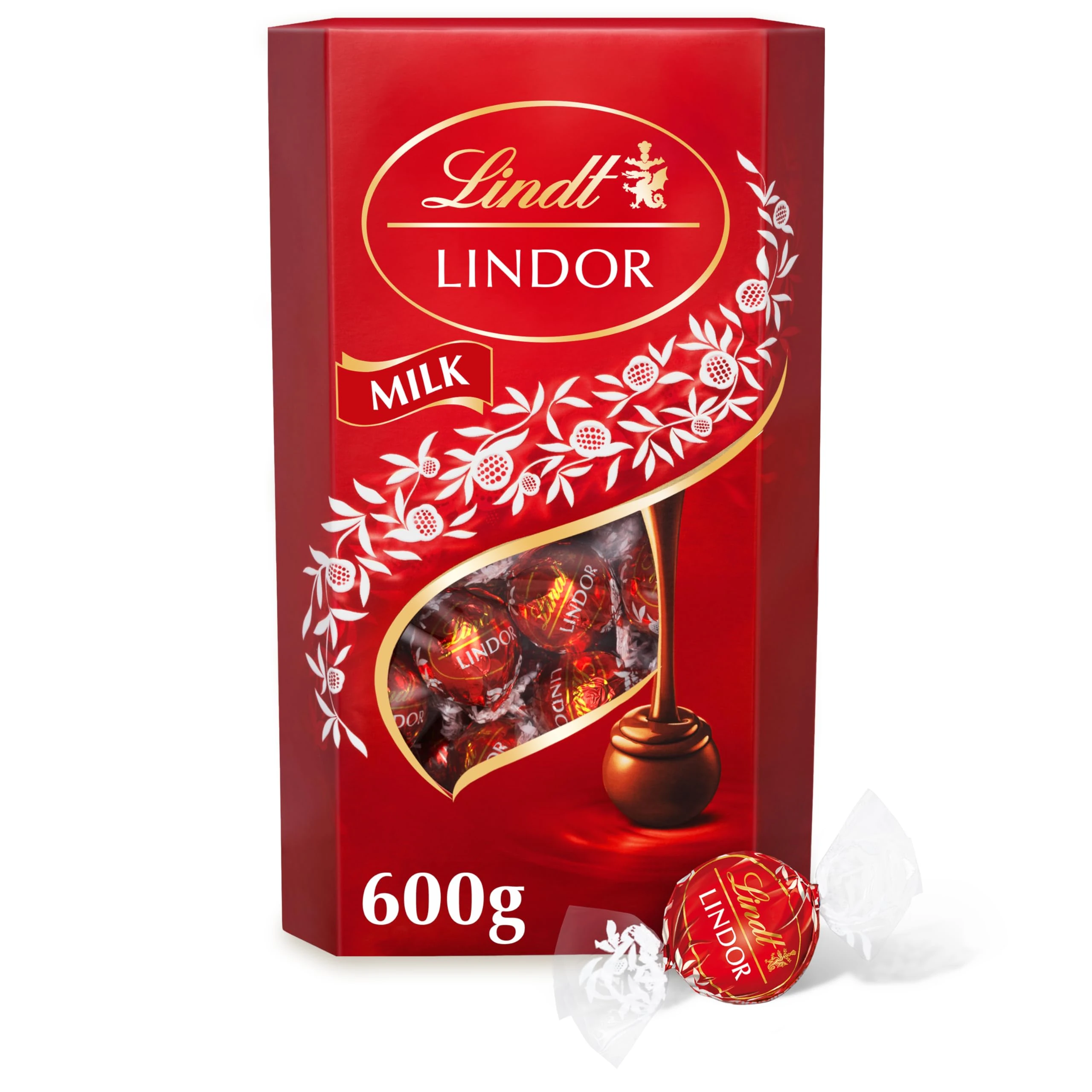 Lindt Lindor Milk Chocolate Truffles – 600g Box (Approx. 48 Balls) – Smooth Filling – Christmas, Gift, Birthday, Congratulations, Sharing Treat