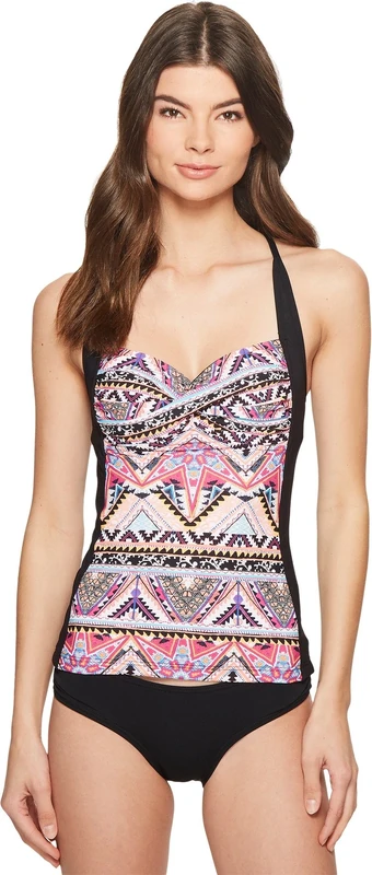 Seafolly Women's Standard Twist Front Soft Cup Halter Tankini Swimsuit Top, Sahara Nights Sahara, 6 US