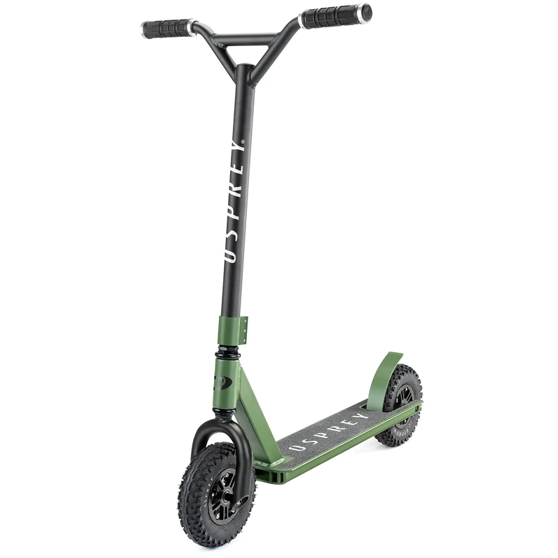 Osprey Dirt Scooter | for Adults and Beginners Scooter with Chunky Road Tyre Off Road All Terrain Pneumatic Trail Tires and Aluminium Deck, Multiple Colours, Green, 53 x 85 x 88 cm
