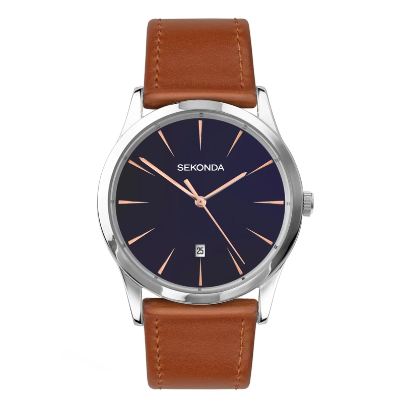 Sekonda Mens Quartz Watch, Analogue Classic Display and Tan PU Strap 1559.27
