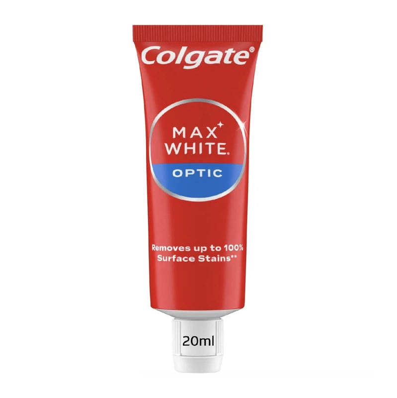 Colgate Max White Optic Toothpaste 48x20ml - Teeth whitening Toothpaste - Clinically Proven Formula - Removes up to 100% of Surface Stains - Optic brighteners Instantly whiten Teeth