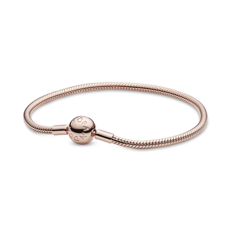 PANDORA Moments Women's 14k Rose Gold-Plated Snake Chain Bracelet for Charms, Size 19, No Box