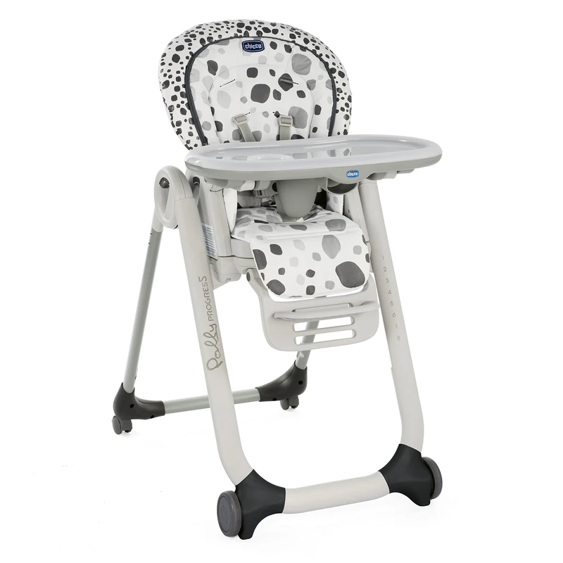 Chicco Polly Progres5 Adjustable High Chair from Birth to 3 Years (15 kg), Baby High Chair with Reclining Function and Booster Seat, with 4 Wheels and Compact Closure