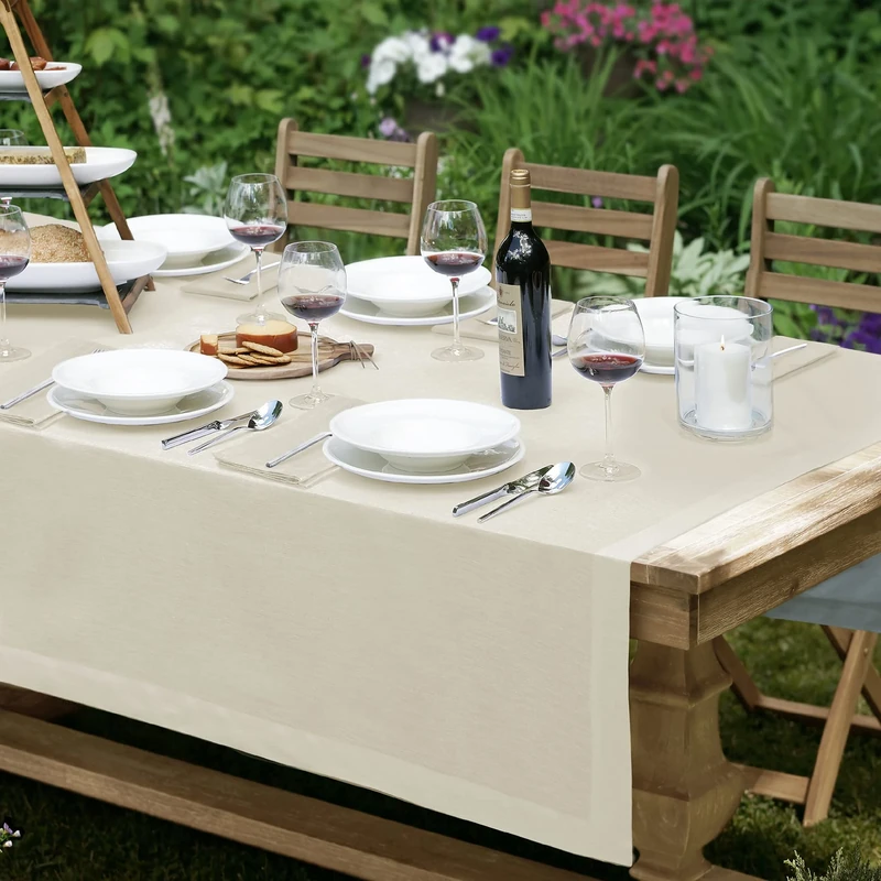Elrene Villeroy & Boch Home Fashions La Classica Linen Tablecloth, Great for Formal Dining or Everyday Use, 70 Inches by 96 Inches, Ivory
