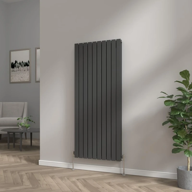 NRG 1600x680 Vertical Column Designer Radiator Black Double Flat Panel