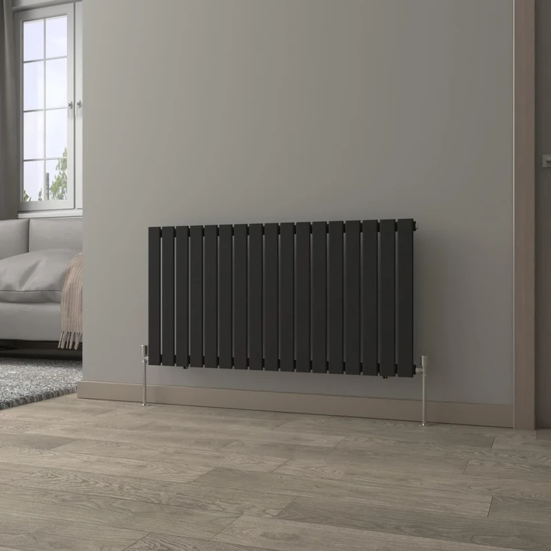 NRG Black Horizontal 600x1156mm Single Flat Panel Radiator Central Heating for Bathroom/Kitchen/Living Room