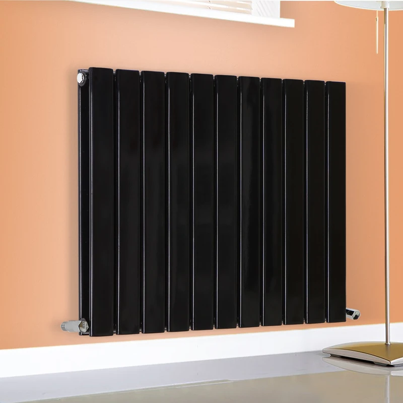 NRG 600x748mm Horizontal Flat Panel Designer Radiator Bathroom Heater Central Heating Rad Double Column Black