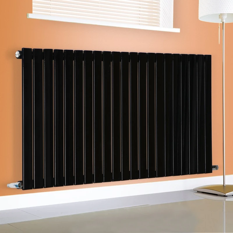 NRG 600x1428mm Horizontal Flat Panel Designer Radiator Bathroom Heater Central Heating Rad Single Column Black