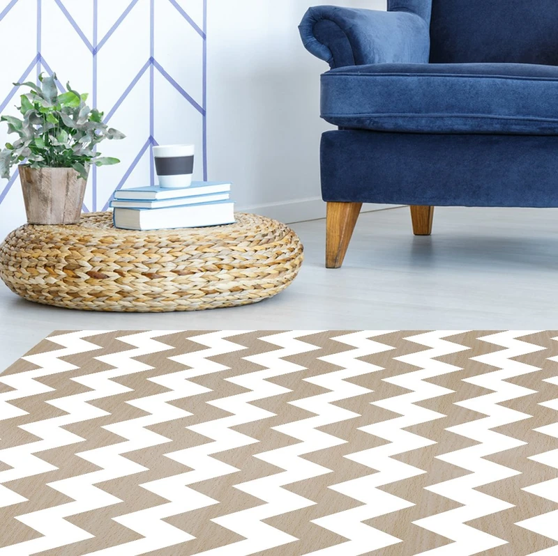 Viniliko Rug Chevron 2, Vinyl, Brown and White, 100 x 133 x 3 cm