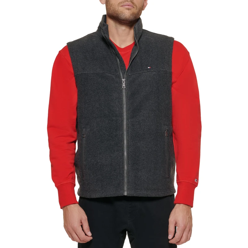 Tommy Hilfiger Men's Polar Fleece Vest, Charcoal, M