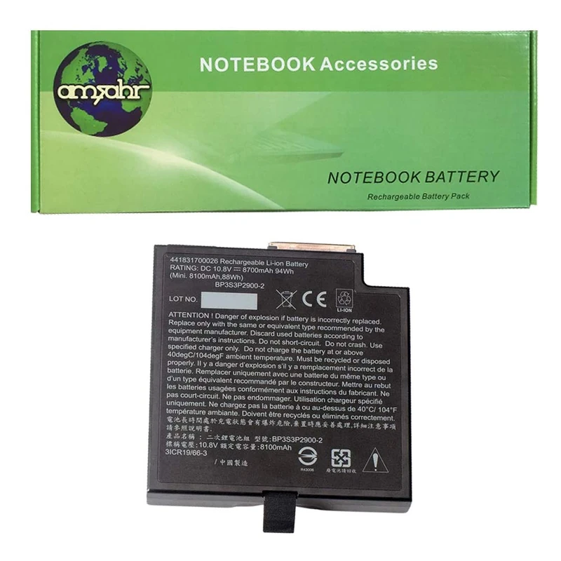 amsahr 10.8 V 8100 mAh 88 Wh Replacement Battery for GETAC BP3S3P2900/B300/B300X/441814400099