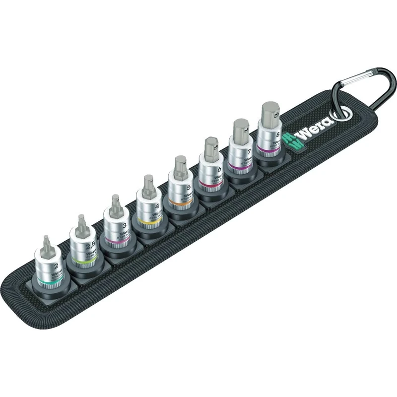 Belt 2 Zyklop bit socket set with holding function, 1/4" drive, 8 pieces, Farbig