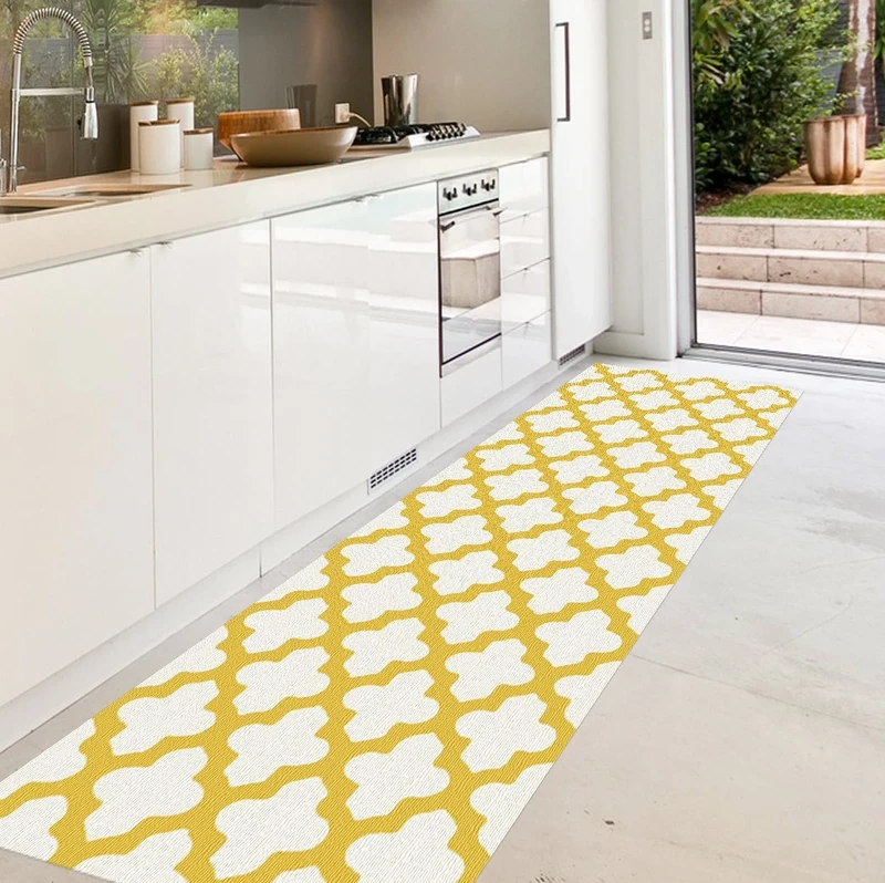 Viniliko Carpet Celosia, Vinyl, Yellow and White, 66 x 150 x 3 cm